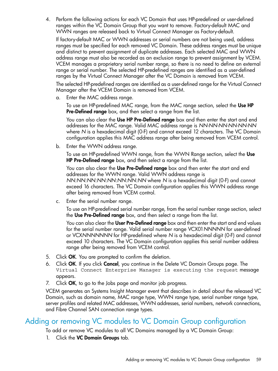 HP Virtual Connect Enterprise Manager Software User Manual | Page 59 / 136