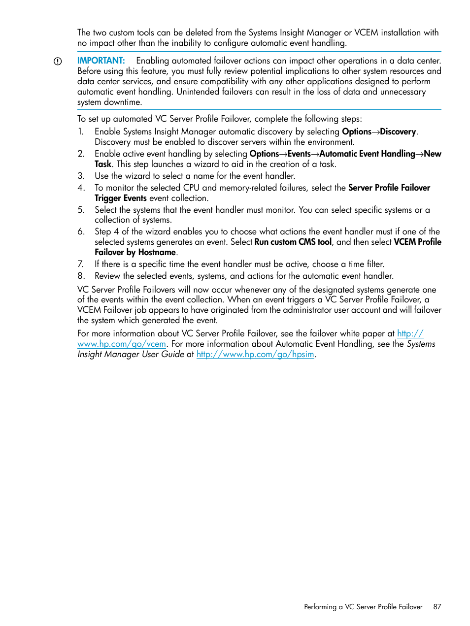 HP Virtual Connect Enterprise Manager Software User Manual | Page 87 / 136