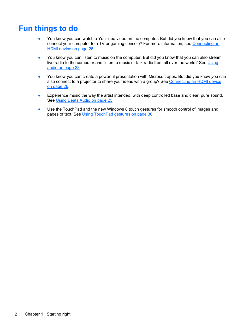 Fun things to do | HP ENVY m4-1002xx Notebook PC User Manual | Page 12 / 99