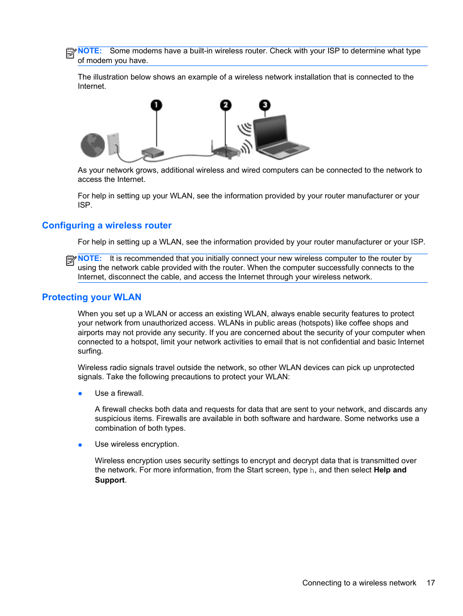 Configuring a wireless router, Protecting your wlan, Configuring a wireless router protecting your wlan | HP ENVY m4-1002xx Notebook PC User Manual | Page 27 / 99