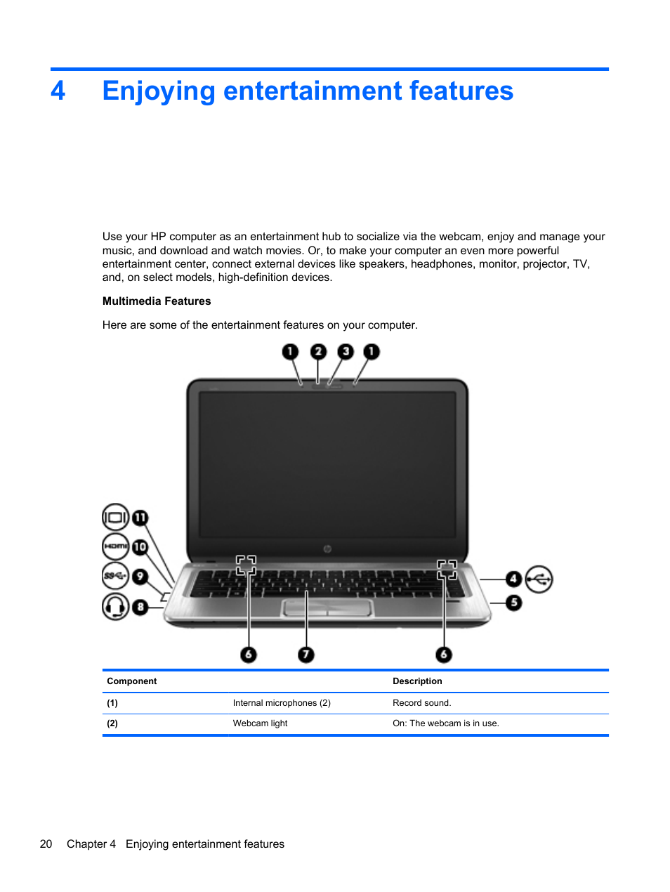Enjoying entertainment features, 4 enjoying entertainment features, 4enjoying entertainment features | HP ENVY m4-1002xx Notebook PC User Manual | Page 30 / 99
