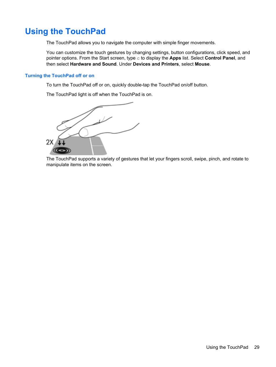 Using the touchpad | HP ENVY m4-1002xx Notebook PC User Manual | Page 39 / 99