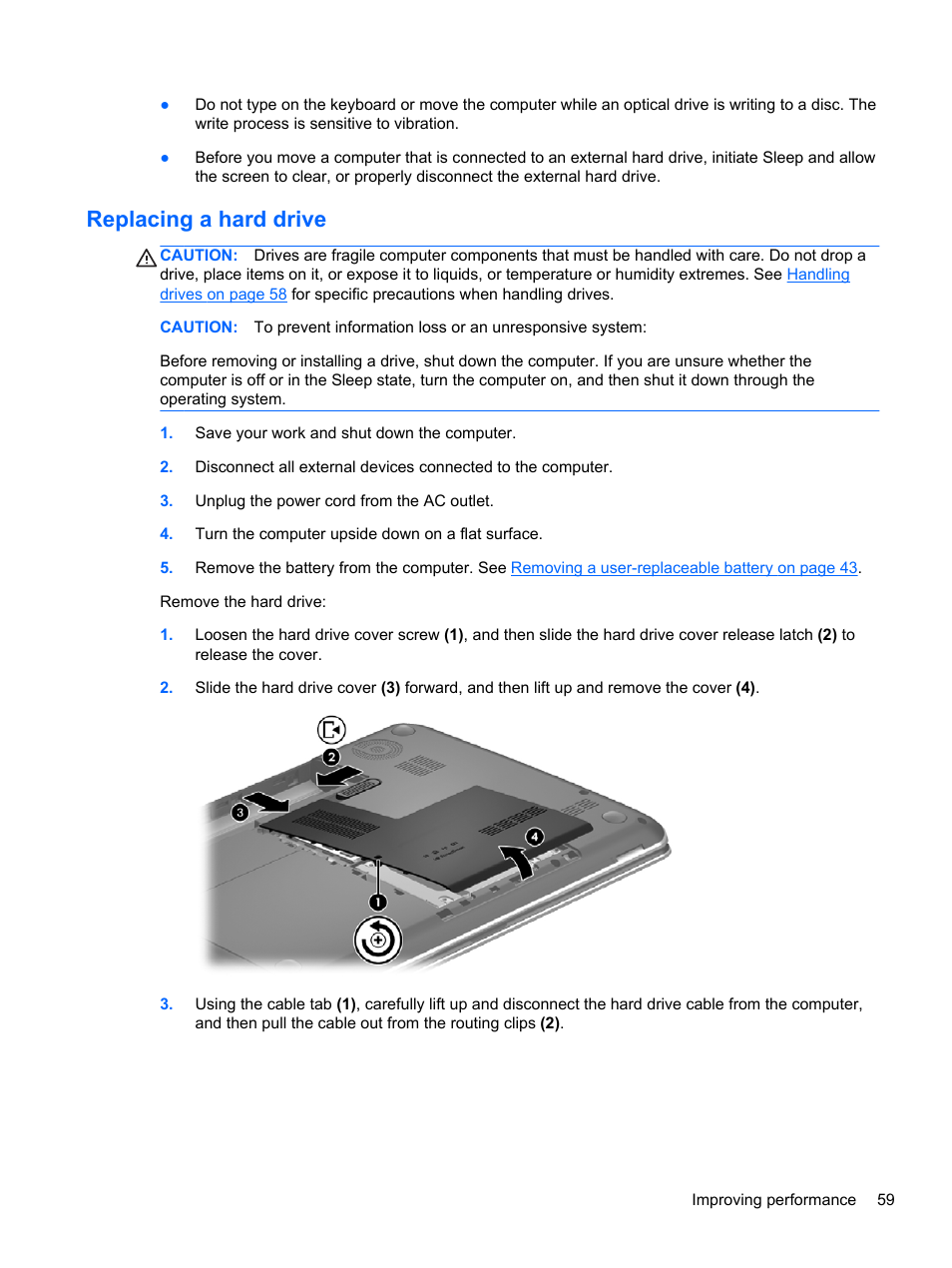 Replacing a hard drive | HP ENVY m4-1002xx Notebook PC User Manual | Page 69 / 99