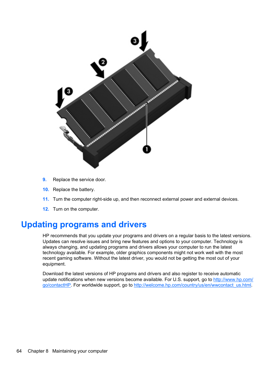 Updating programs and drivers | HP ENVY m4-1002xx Notebook PC User Manual | Page 74 / 99