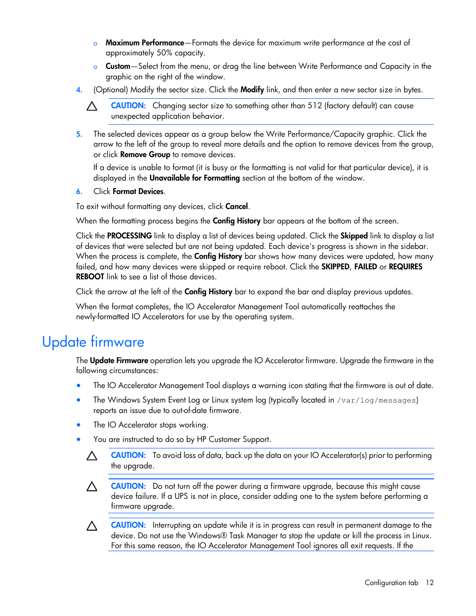 Update firmware | HP IO Accelerator for BladeSystem c-Class User Manual | Page 12 / 42