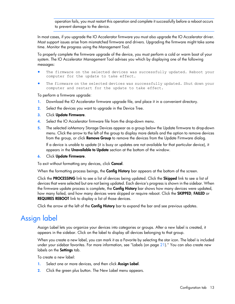 Assign label | HP IO Accelerator for BladeSystem c-Class User Manual | Page 13 / 42