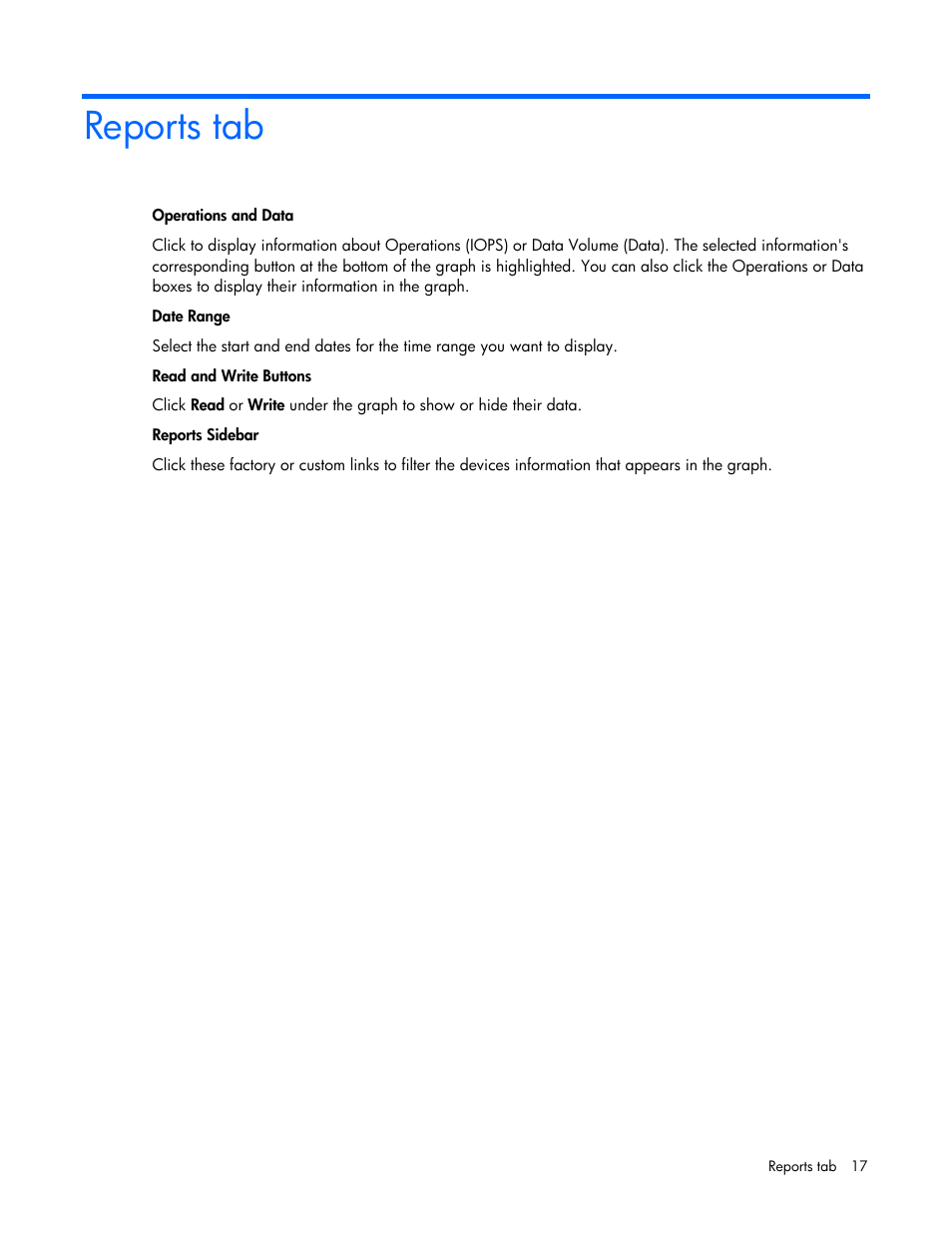 Reports tab | HP IO Accelerator for BladeSystem c-Class User Manual | Page 17 / 42