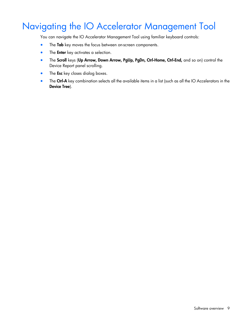 Navigating the io accelerator management tool | HP IO Accelerator for BladeSystem c-Class User Manual | Page 9 / 42