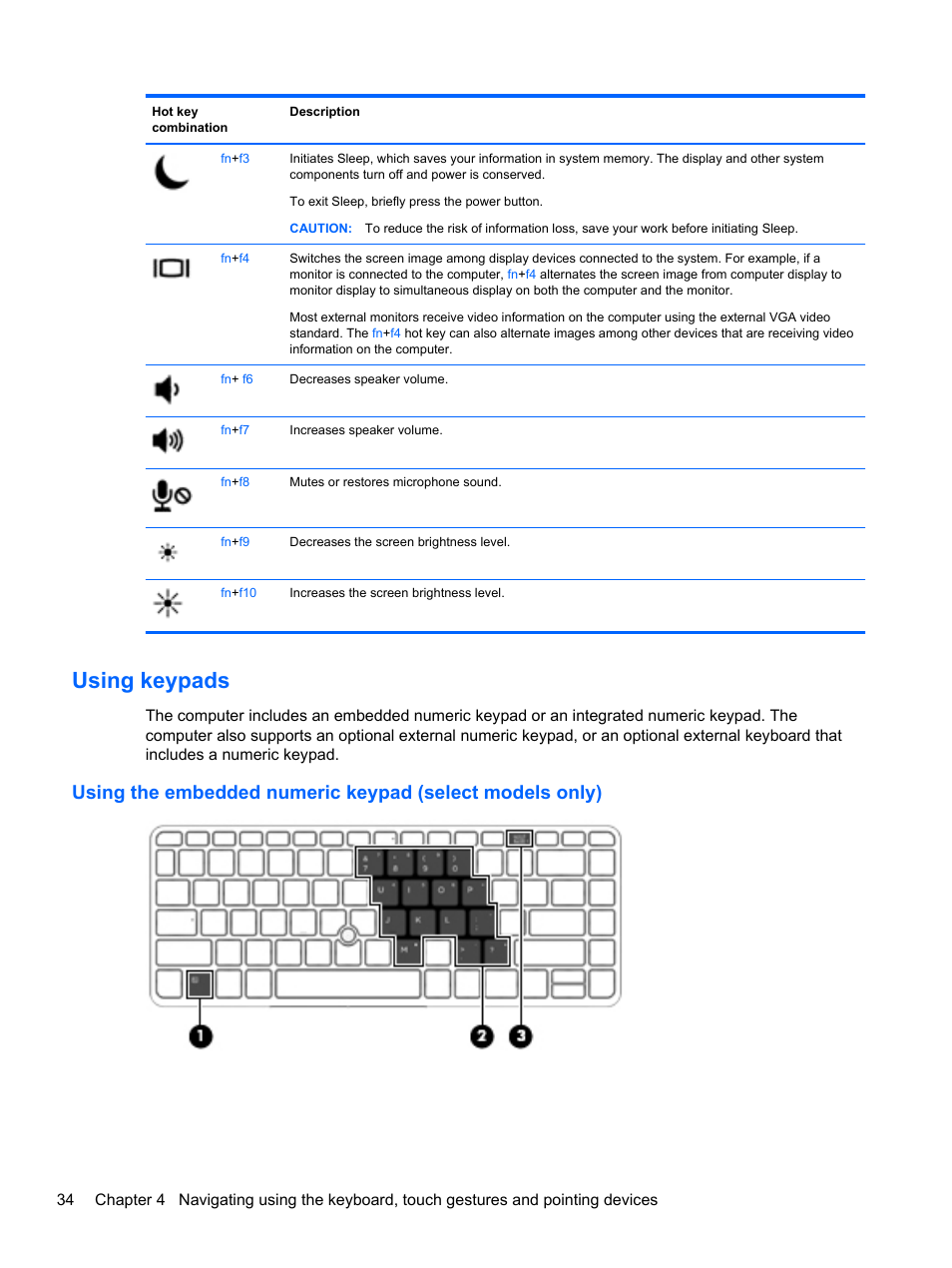 Using keypads | HP ProBook 645 G1 Notebook PC User Manual | Page 44 / 115