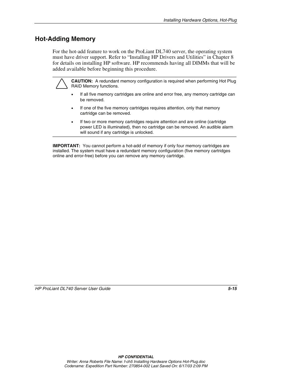 Hot-adding memory, Hot-adding memory -15 | HP ProLiant DL740 Server User Manual | Page 114 / 277