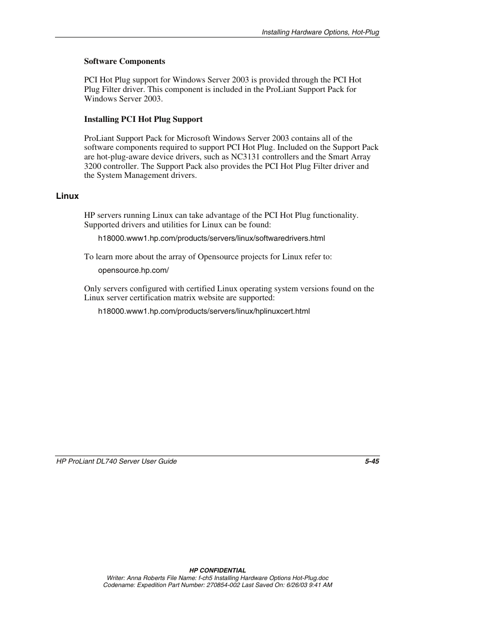 Linux | HP ProLiant DL740 Server User Manual | Page 144 / 277