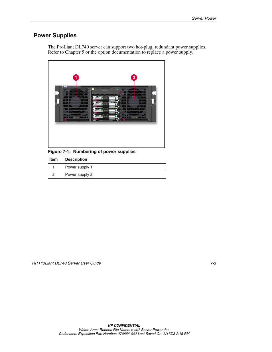 Power supplies, Power supplies -3 | HP ProLiant DL740 Server User Manual | Page 170 / 277