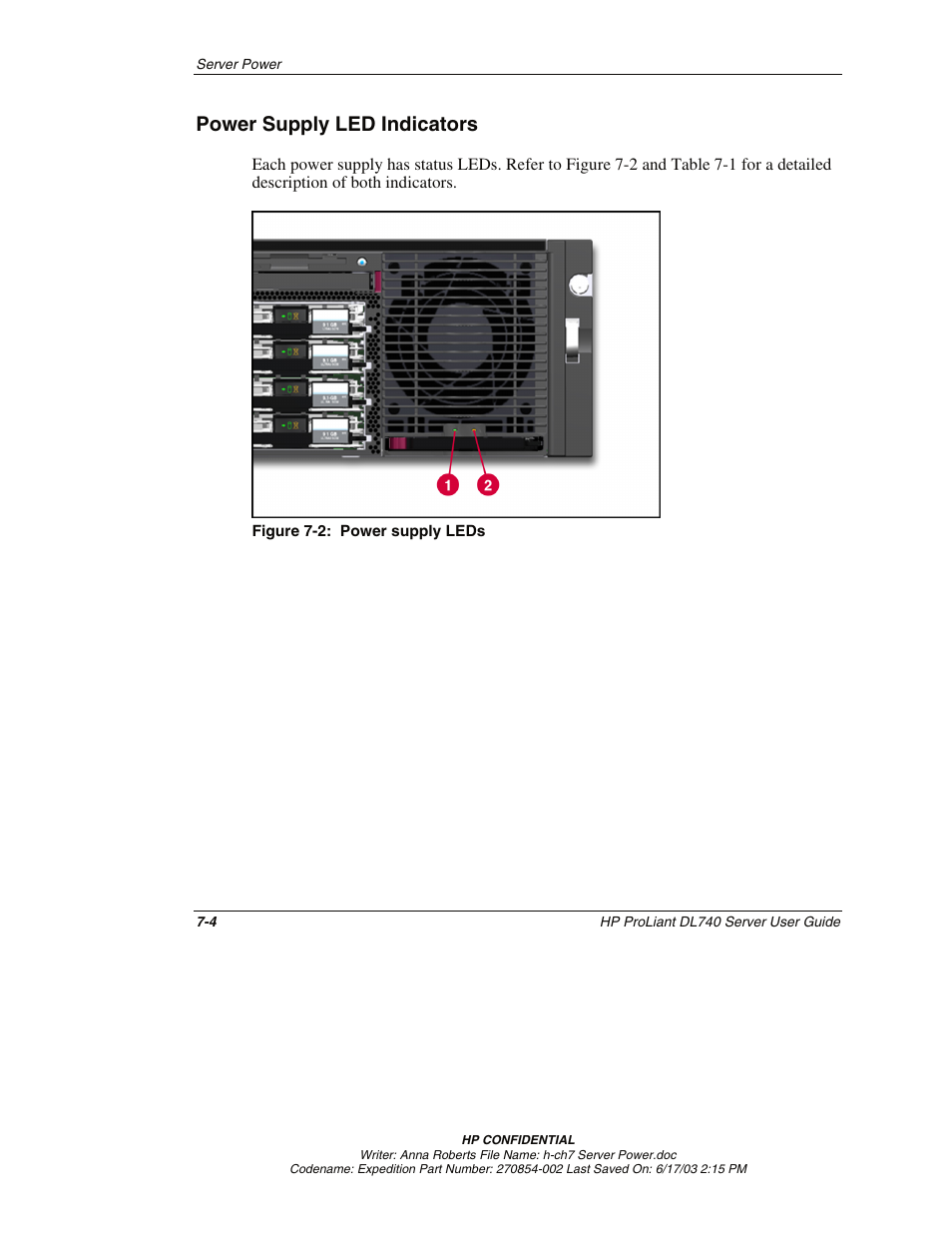 Power supply led indicators, Power supply led indicators -4 | HP ProLiant DL740 Server User Manual | Page 171 / 277