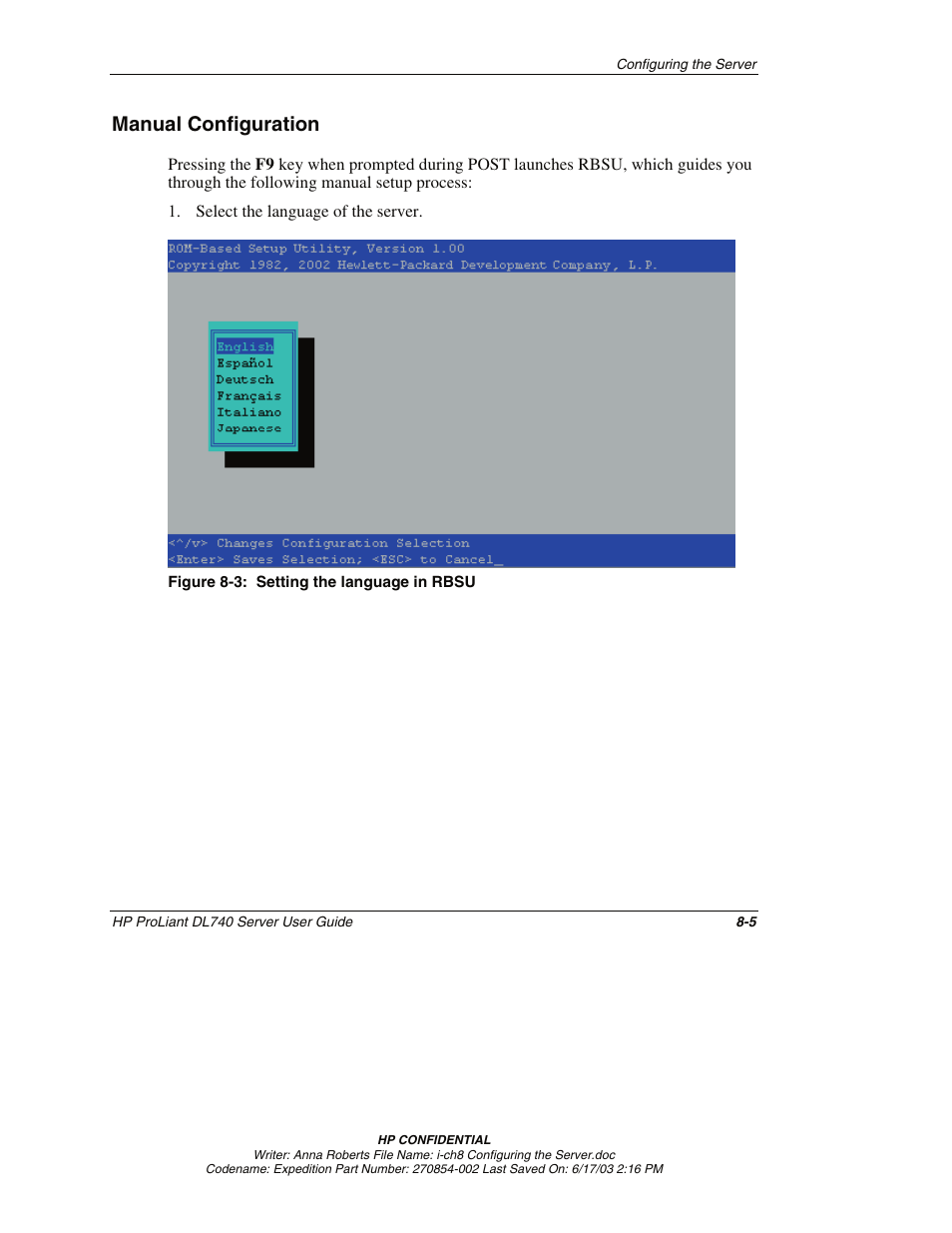 Manual configuration, Manual configuration -5 | HP ProLiant DL740 Server User Manual | Page 185 / 277