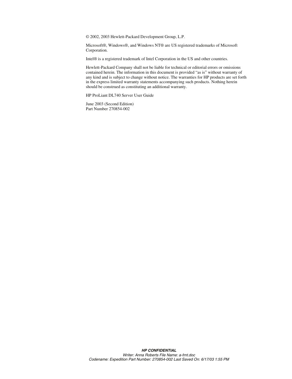 Notice | HP ProLiant DL740 Server User Manual | Page 2 / 277