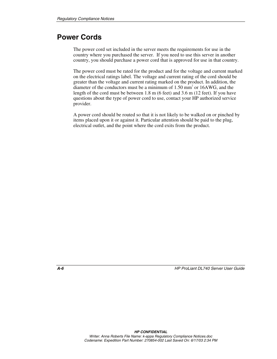 Power cords | HP ProLiant DL740 Server User Manual | Page 228 / 277