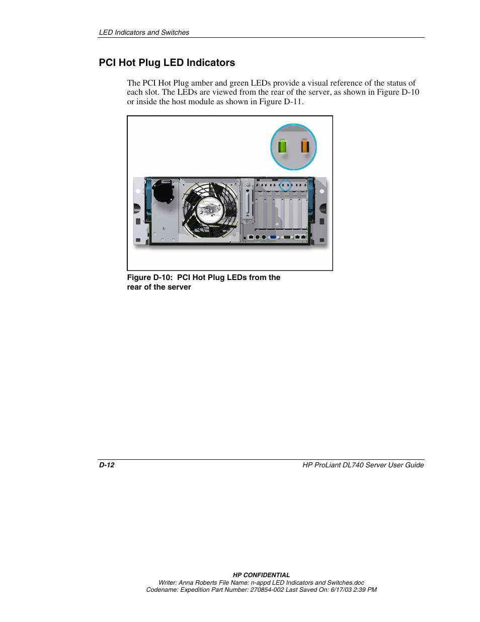 Pci hot plug led indicators | HP ProLiant DL740 Server User Manual | Page 244 / 277