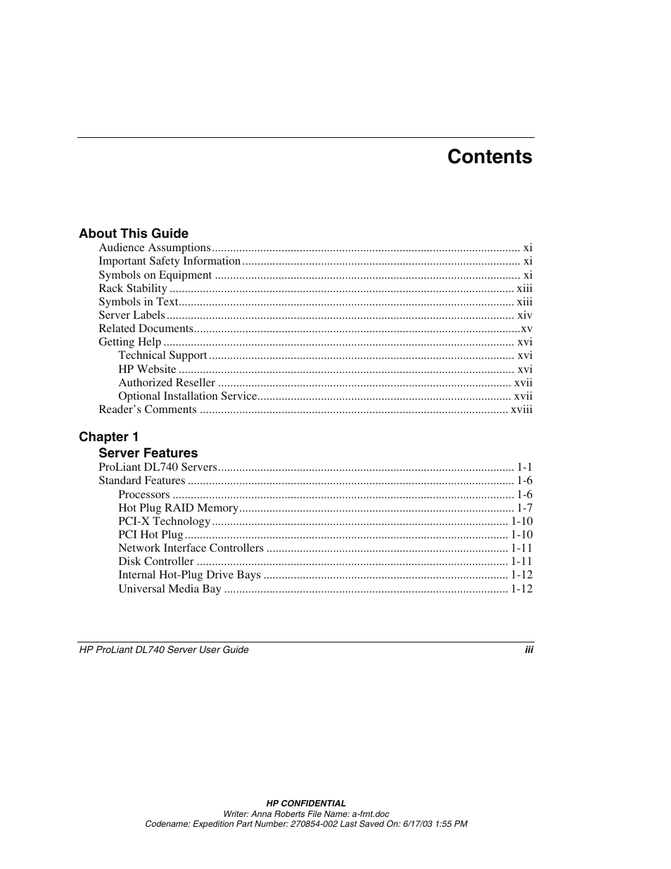 HP ProLiant DL740 Server User Manual | Page 3 / 277