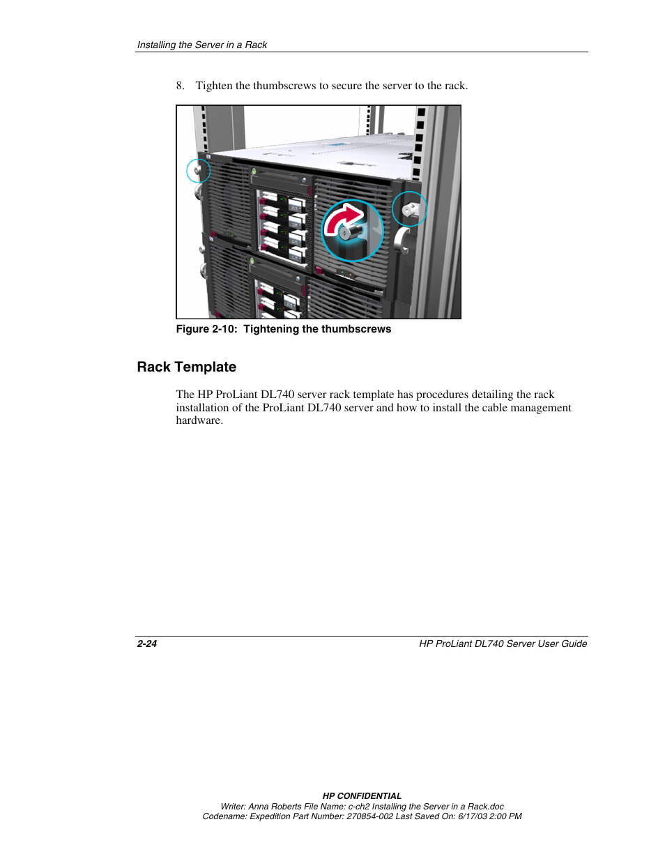 Rack template, Rack template -24 | HP ProLiant DL740 Server User Manual | Page 67 / 277