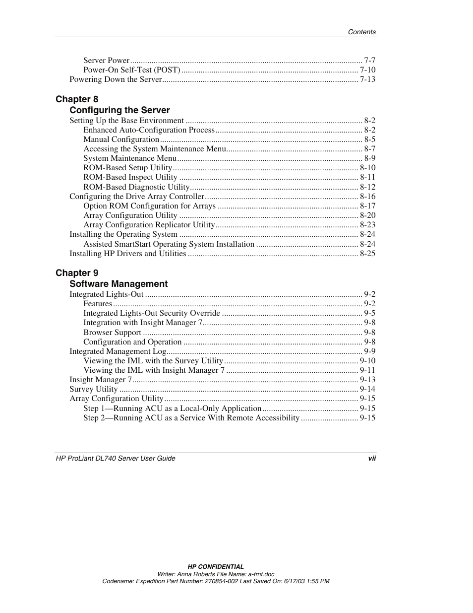 HP ProLiant DL740 Server User Manual | Page 7 / 277