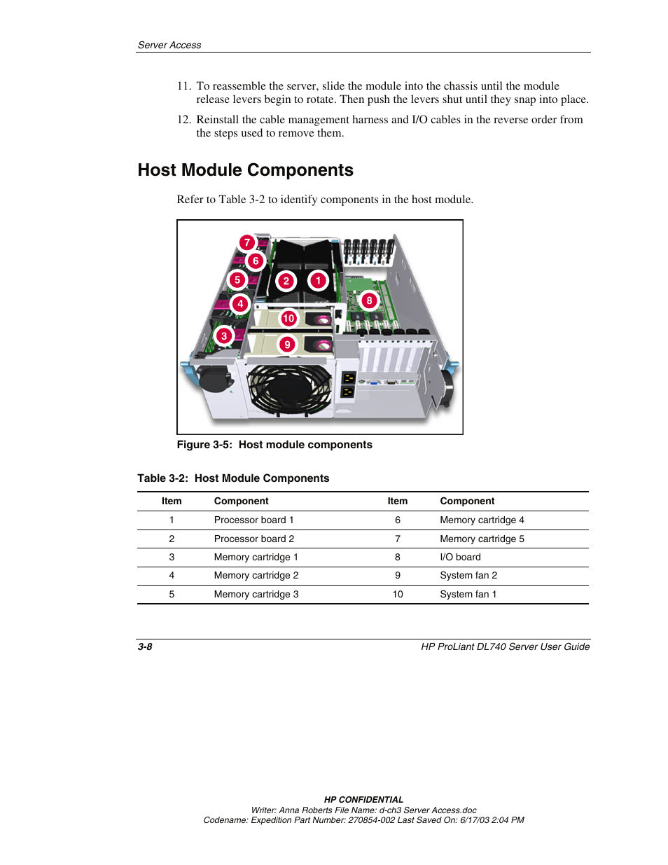 Host module components, Host module components -8 | HP ProLiant DL740 Server User Manual | Page 75 / 277