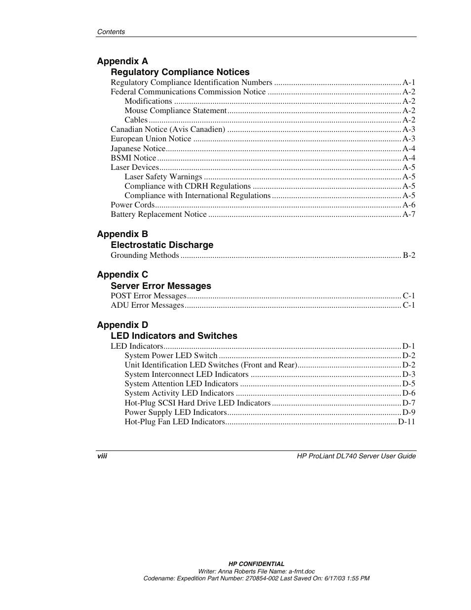 HP ProLiant DL740 Server User Manual | Page 8 / 277