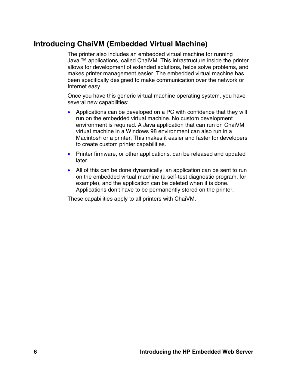 Introducing chaivm (embedded virtual machine) | HP LaserJet 8150 Printer series User Manual | Page 10 / 63