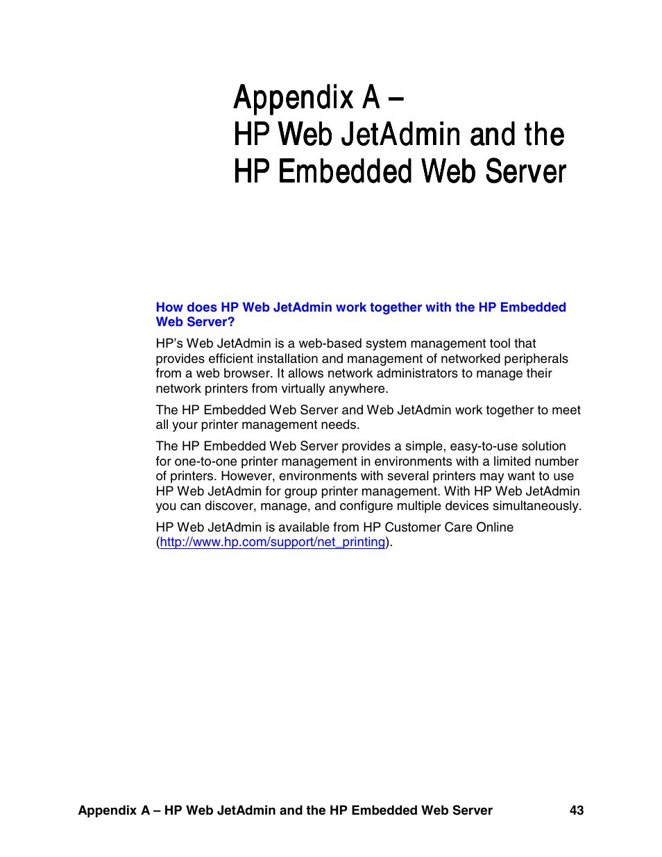 Appendix a | HP LaserJet 8150 Printer series User Manual | Page 47 / 63