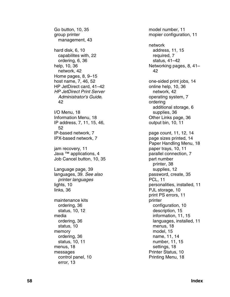HP LaserJet 8150 Printer series User Manual | Page 62 / 63