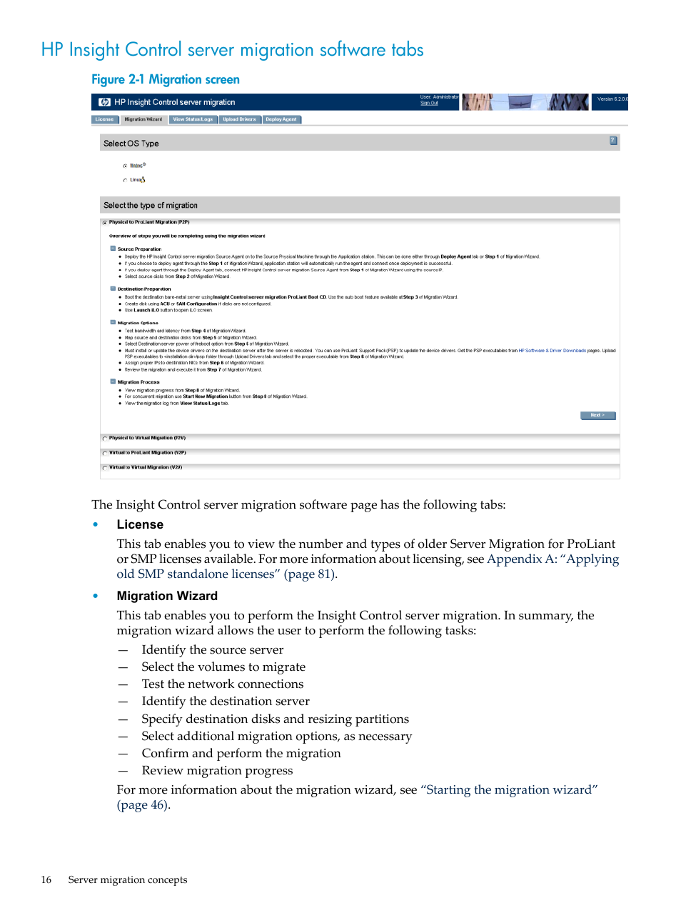 Hp insight control server migration software tabs | HP Insight Control User Manual | Page 16 / 94