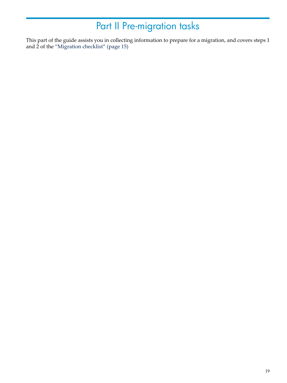 Part ii pre-migration tasks, Ii pre-migration tasks | HP Insight Control User Manual | Page 19 / 94