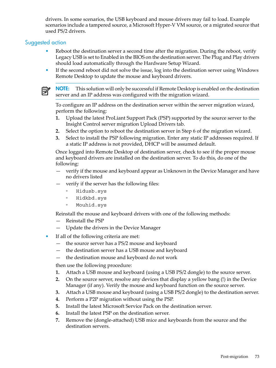 Suggested action | HP Insight Control User Manual | Page 73 / 94