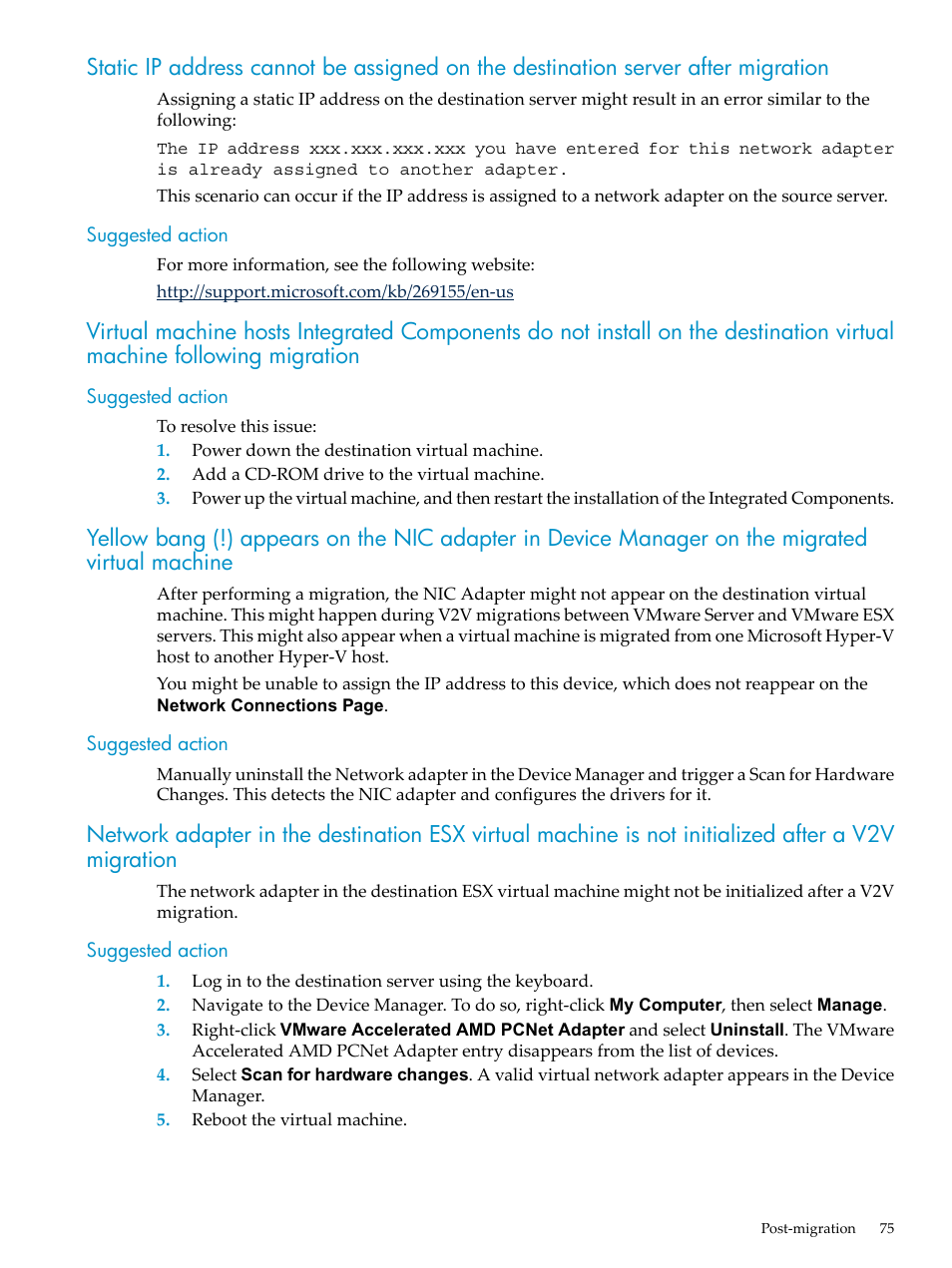 Suggested action | HP Insight Control User Manual | Page 75 / 94