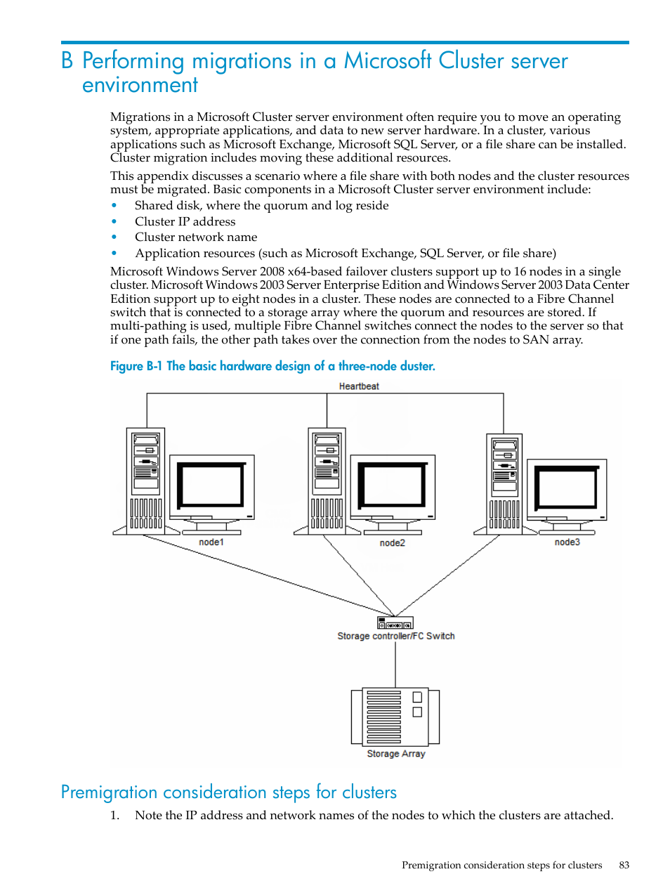 Premigration consideration steps for clusters | HP Insight Control User Manual | Page 83 / 94