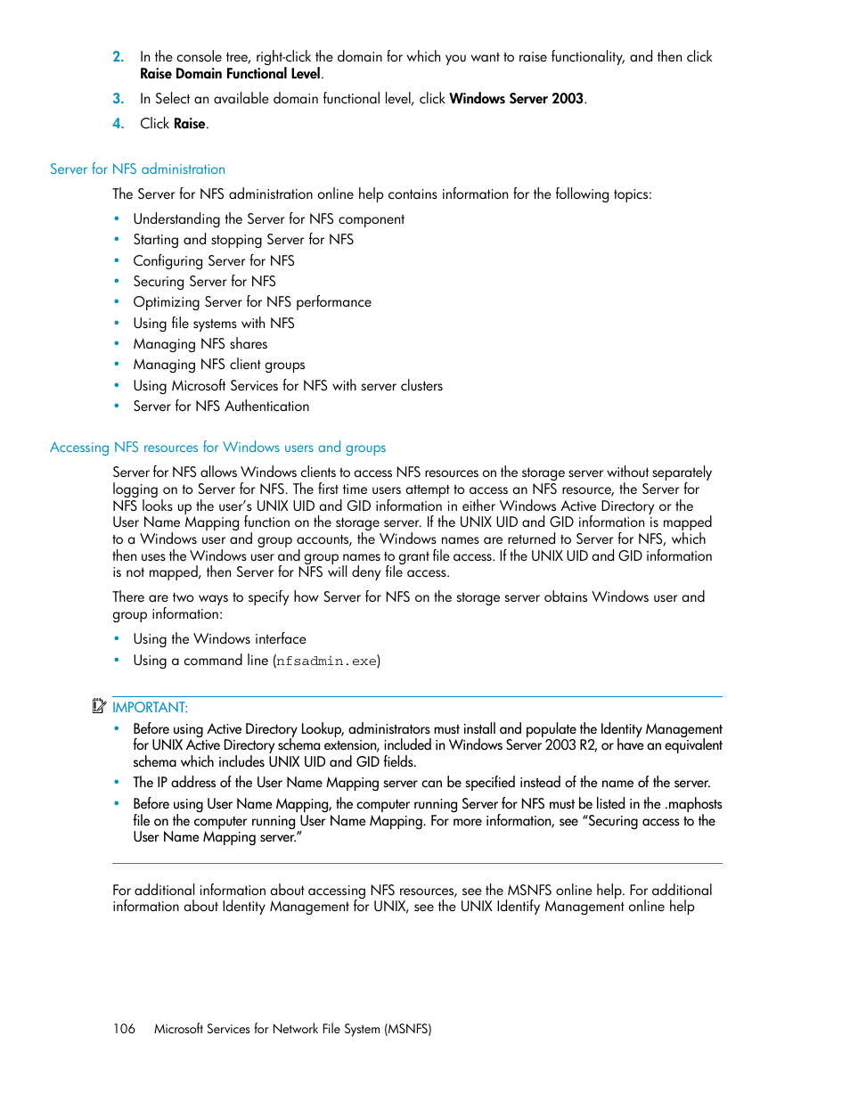 Server for nfs administration | HP ProLiant DL160 G5 Storage-Server User Manual | Page 106 / 174