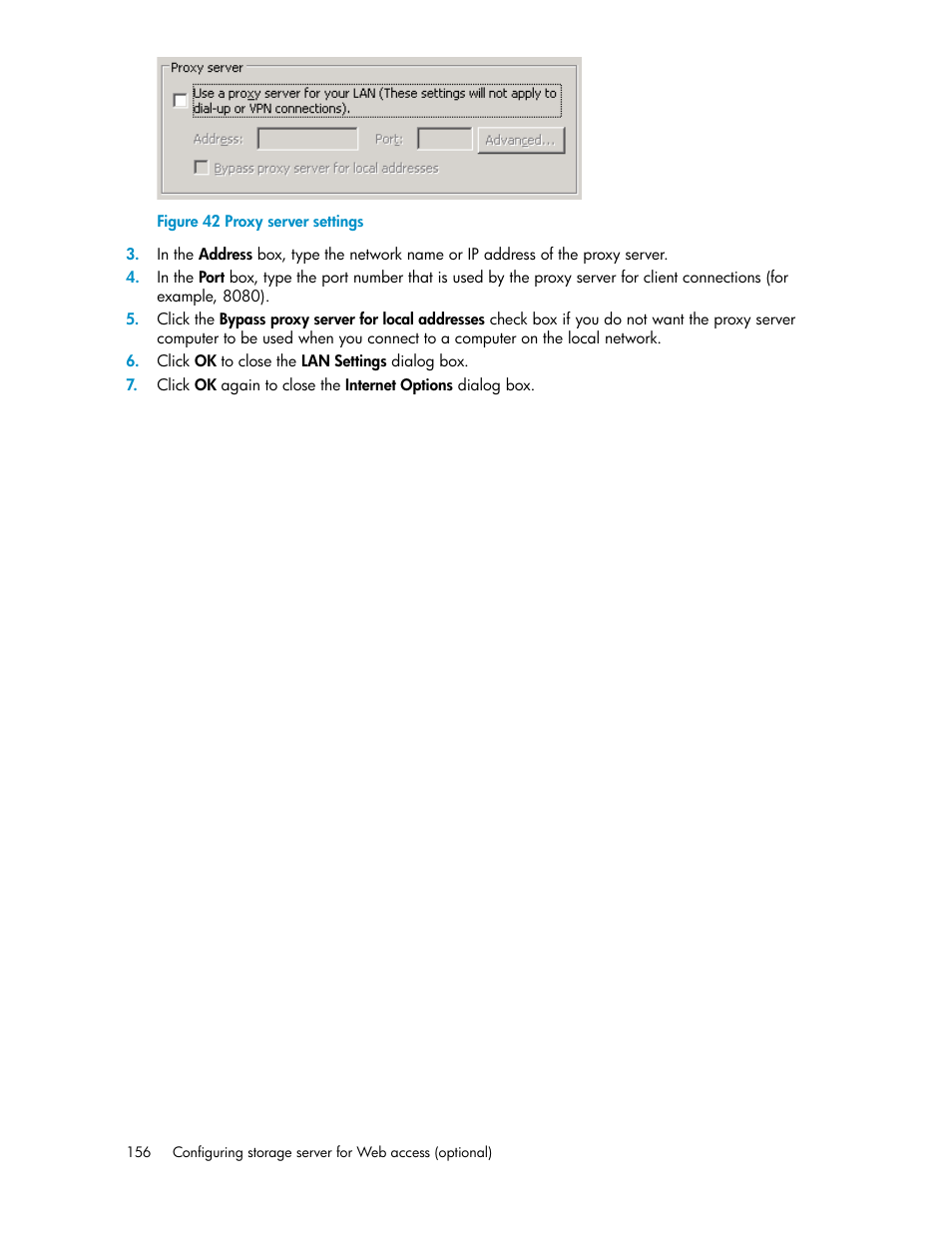 Proxy server settings | HP ProLiant DL160 G5 Storage-Server User Manual | Page 156 / 174