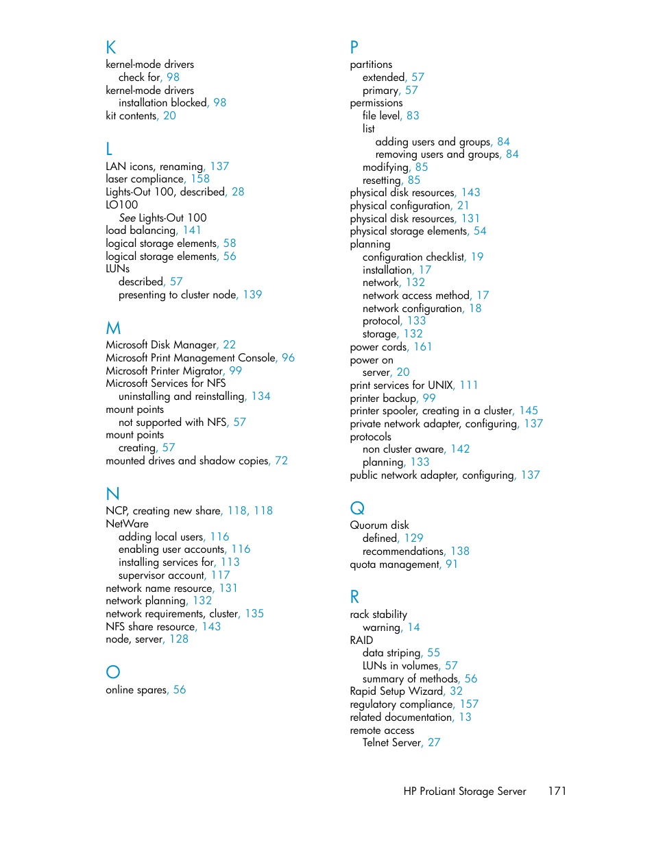 HP ProLiant DL160 G5 Storage-Server User Manual | Page 171 / 174