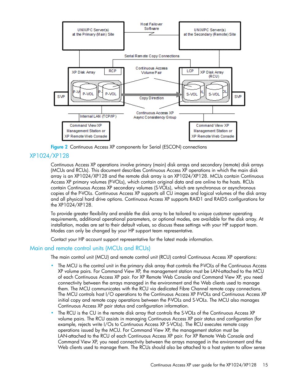 Xp1024/xp128, Main and remote control units (mcus and rcus), Figure 2 | HP XP Continuous Access Software User Manual | Page 15 / 108