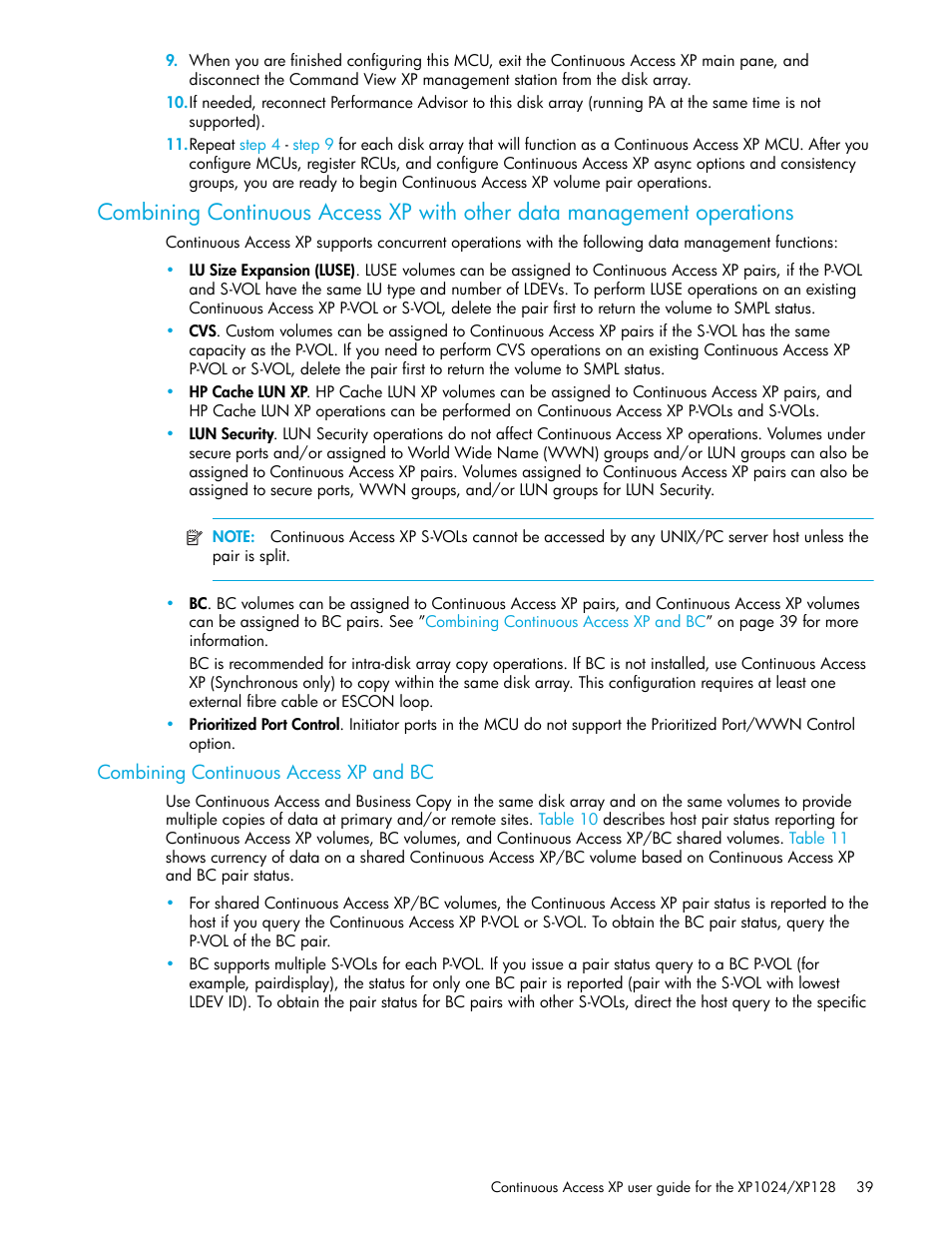 Combining continuous access xp and bc, Operations, Step 9 | HP XP Continuous Access Software User Manual | Page 39 / 108
