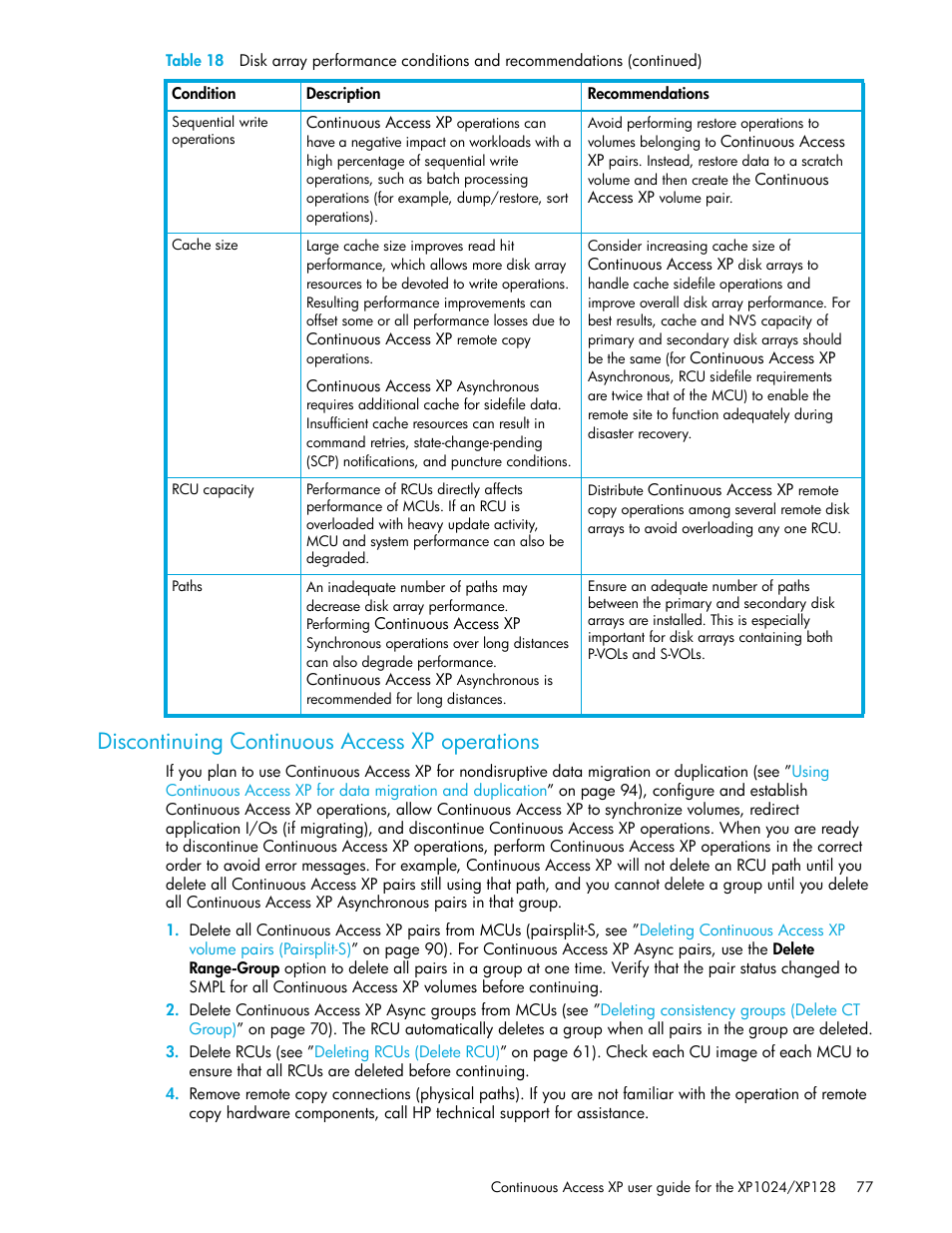 Discontinuing continuous access xp operations | HP XP Continuous Access Software User Manual | Page 77 / 108