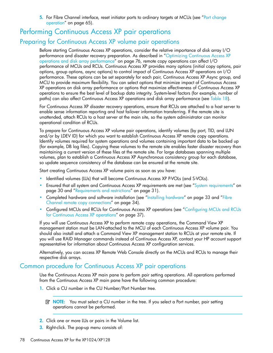 Performing continuous access xp pair operations, Performing continuous, Access xp pair operations | HP XP Continuous Access Software User Manual | Page 78 / 108