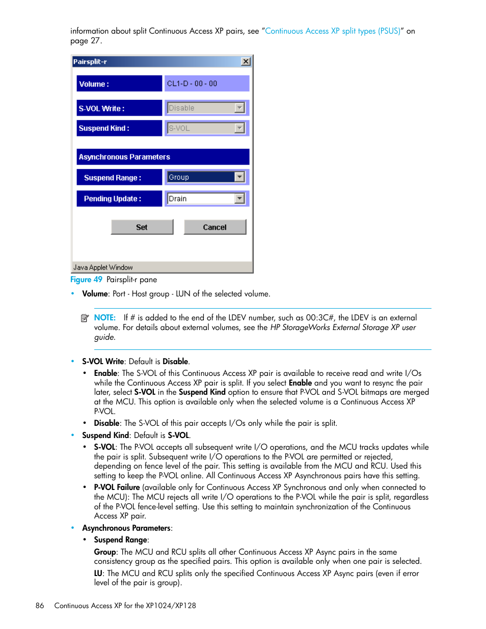 Figure 49 pairsplit-r pane, 49 pairsplit-r pane | HP XP Continuous Access Software User Manual | Page 86 / 108
