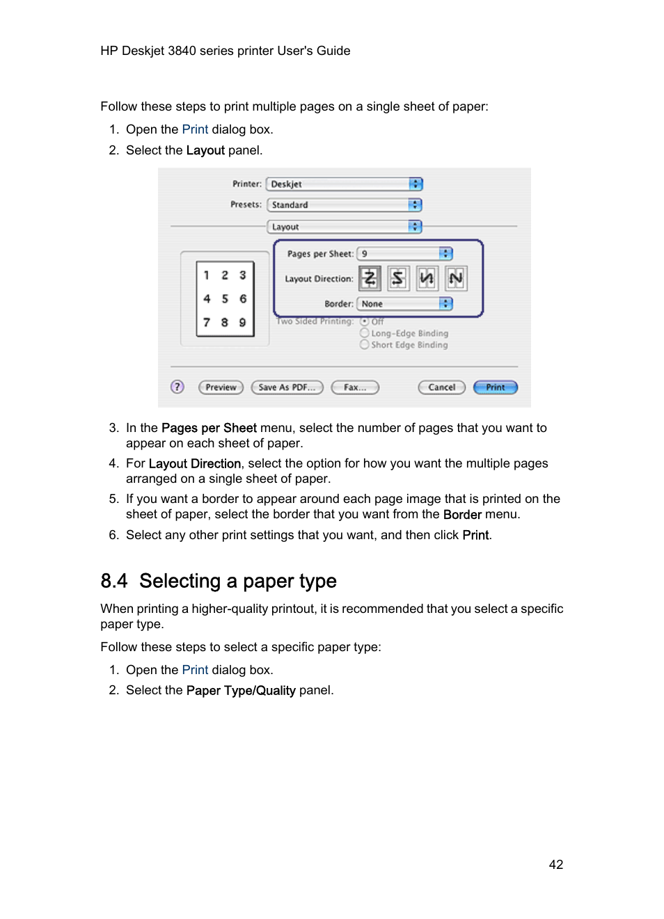 4 selecting a paper type, Select the correct, Paper type | HP Deskjet 3848 Color Inkjet Printer User Manual | Page 42 / 91