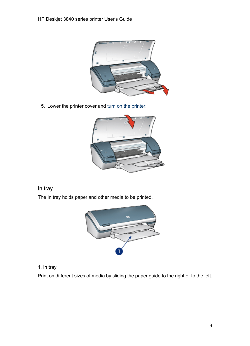 In tray | HP Deskjet 3848 Color Inkjet Printer User Manual | Page 9 / 91