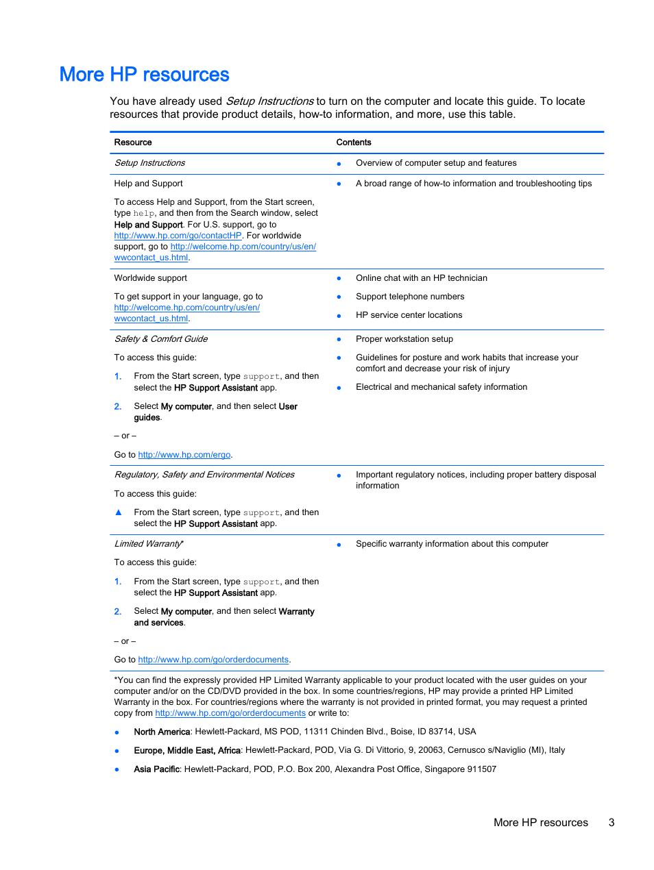 More hp resources, More hp resources 3 | HP Pavilion 13-a010dx x360 Convertible PC User Manual | Page 11 / 75