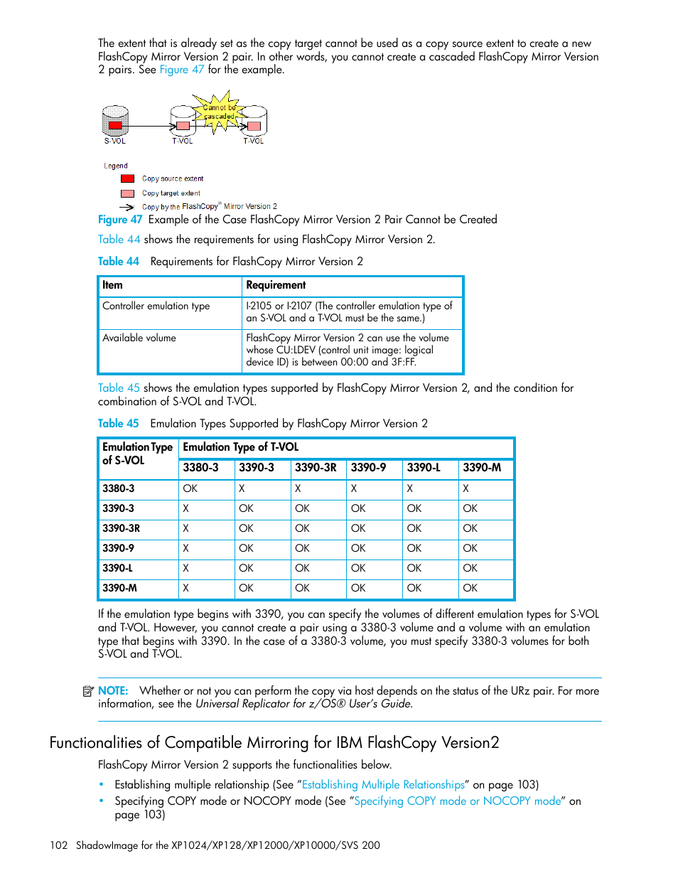 44 requirements for flashcopy mirror version 2 | HP XP Business Copy Software User Manual | Page 102 / 178