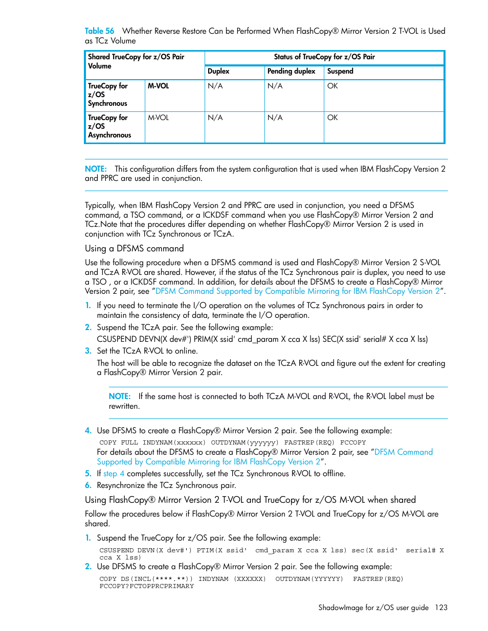 Using a dfsms command, Ume123 | HP XP Business Copy Software User Manual | Page 123 / 178