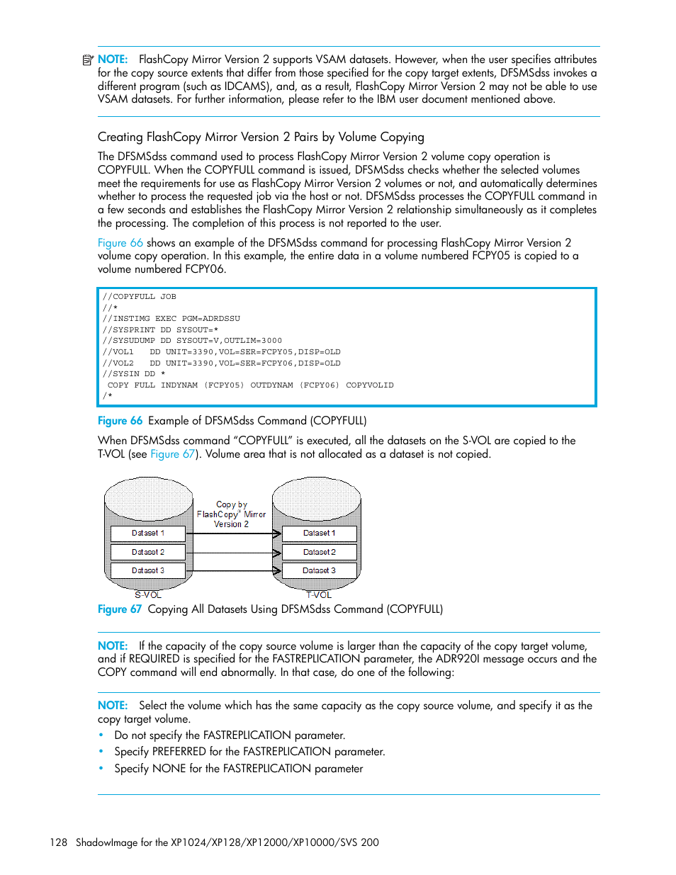 Figure 66 example of dfsmsdss command (copyfull), 66 example of dfsmsdss command (copyfull) | HP XP Business Copy Software User Manual | Page 128 / 178