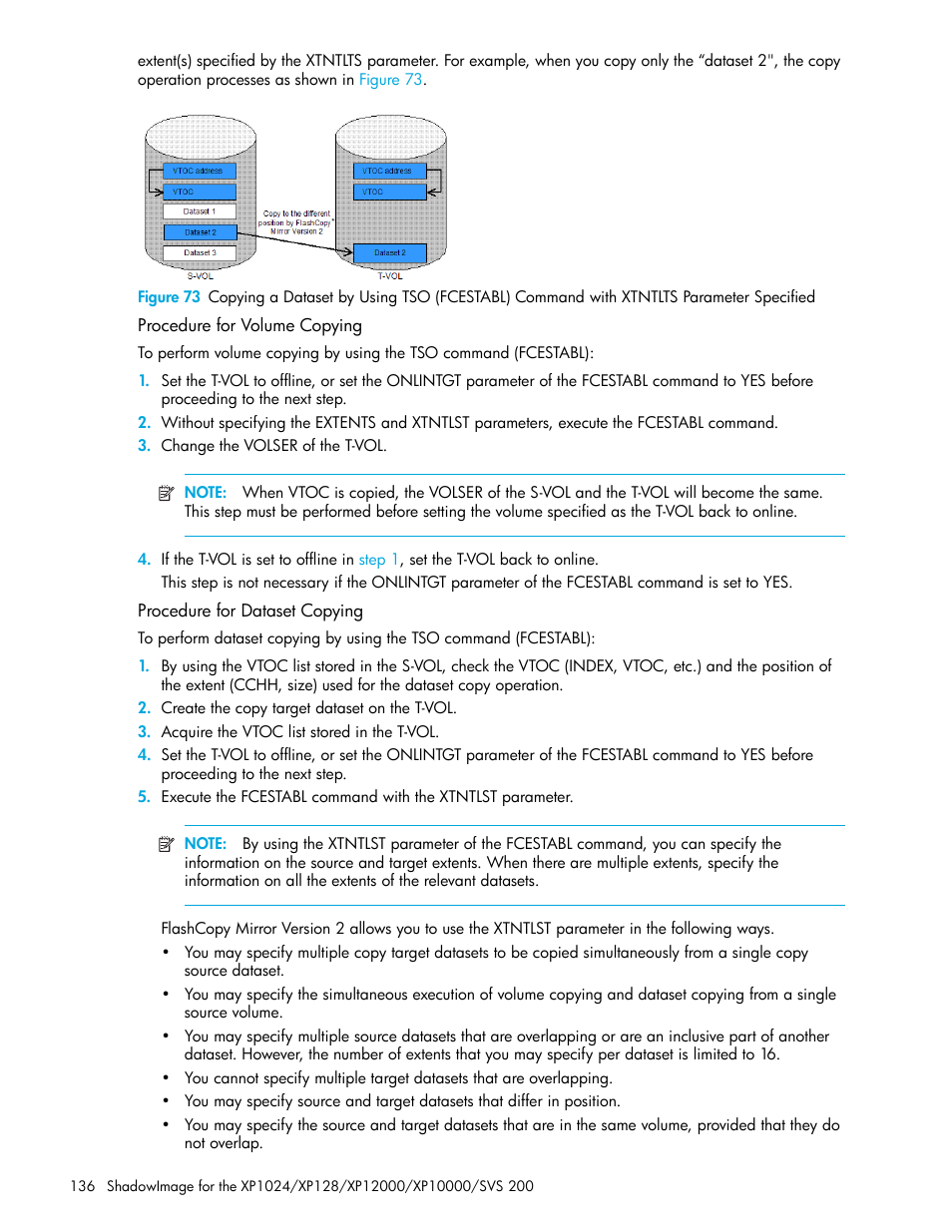 Procedure for volume copying, Procedure for dataset copying | HP XP Business Copy Software User Manual | Page 136 / 178