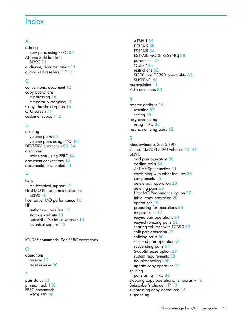 Index | HP XP Business Copy Software User Manual | Page 173 / 178